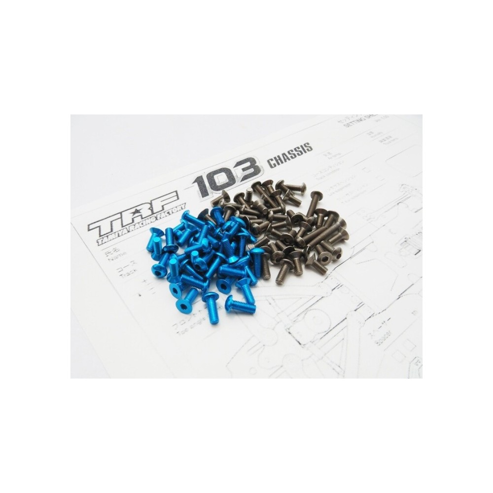 Hiro Seiko TRF103 Titan/Alloy Hex Socket Screw Set [T-Blue] HS-48330
