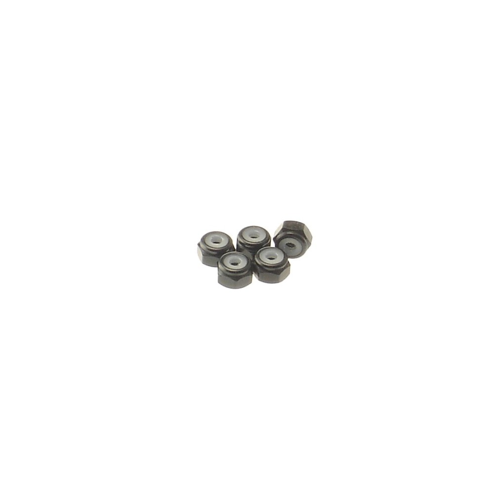 Hiro Seiko 2mm Alloy Nylon Nut [Black] ( 5 pcs) HS-69217