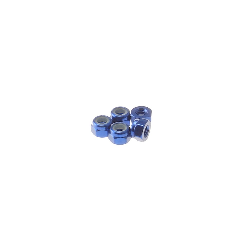 Hiro Seiko 3mm Alloy Nylon Nut [Y-Blue] ( 5 pcs) HS-69220