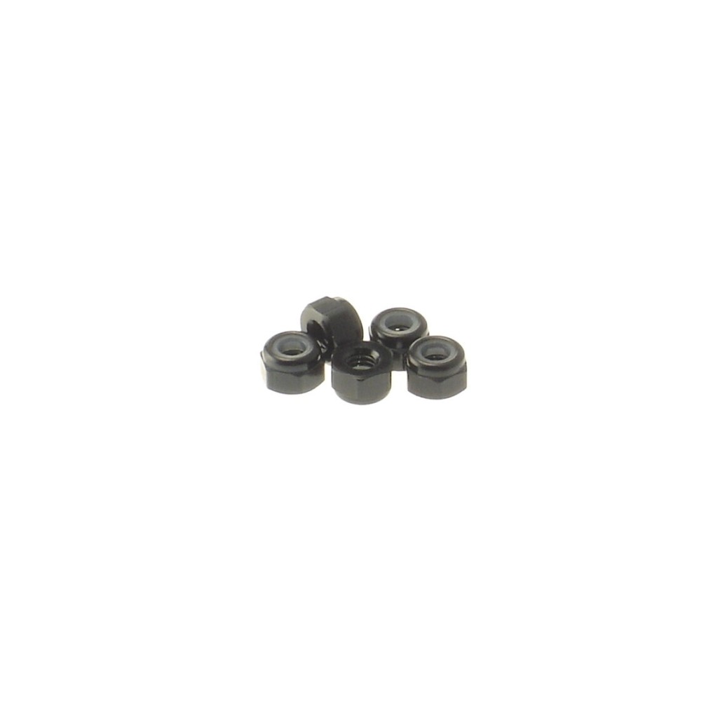 Hiro Seiko 3mm Alloy Nylon Nut [Black] ( 5 pcs) HS-69223