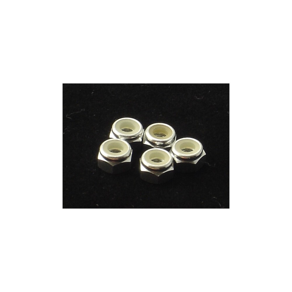 Hiro Seiko 4mm Alloy Nylon Nut [Silver] ( 5 pcs) HS-69224