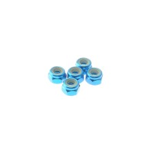 Hiro Seiko 4mm Alloy Nylon Nut [T-Blue] ( 5 pcs) HS-69225