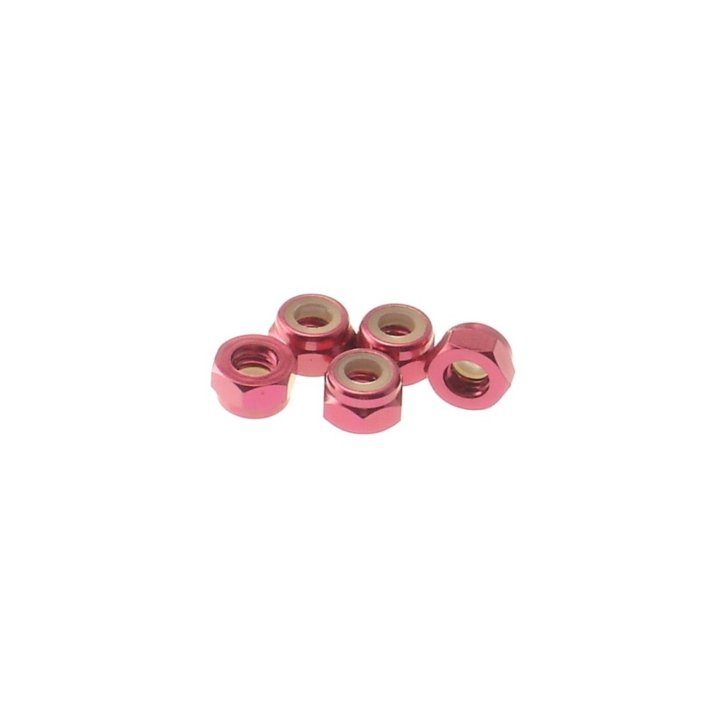 Hiro Seiko 4mm Alloy Nylon Nut [Red] ( 5 pcs) HS-69228