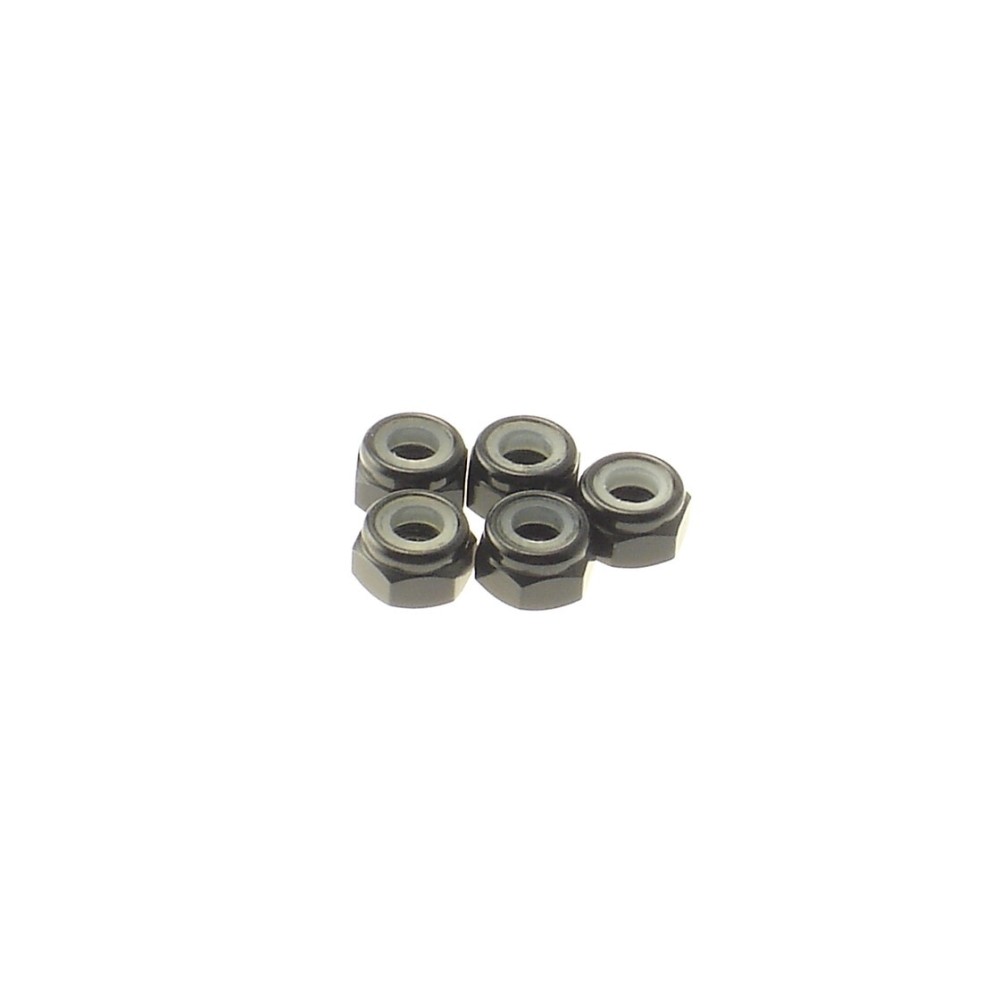 Hiro Seiko 4mm Alloy Nylon Nut [Black] ( 5 pcs) HS-69229