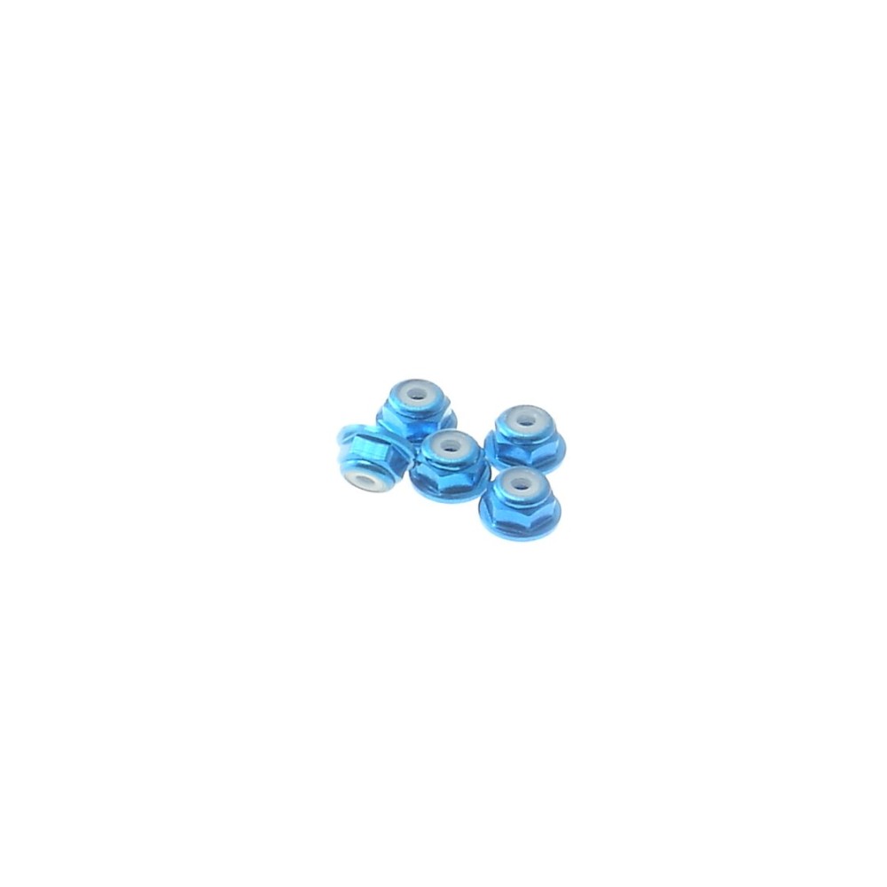 Hiro Seiko 2mm Alloy Flange Nylon Nut [T-Blue] ( 5 pcs) HS-69231