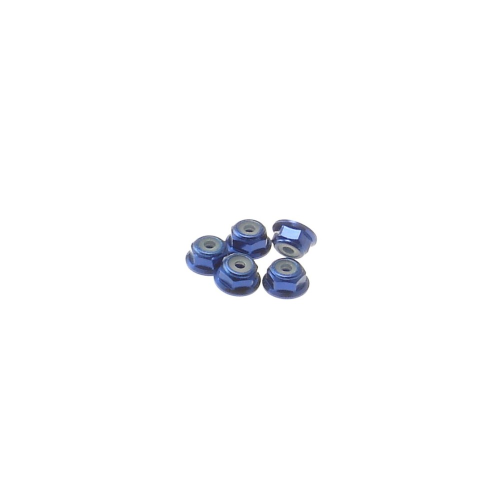 Hiro Seiko 2mm Alloy Flange Nylon Nut [Y-Blue] ( 5 pcs) HS-69232