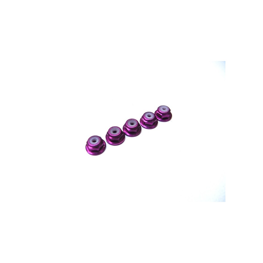 Hiro Seiko 2mm Alloy Flange Nylon Nut [Pruple] ( 5 pcs) HS-69233