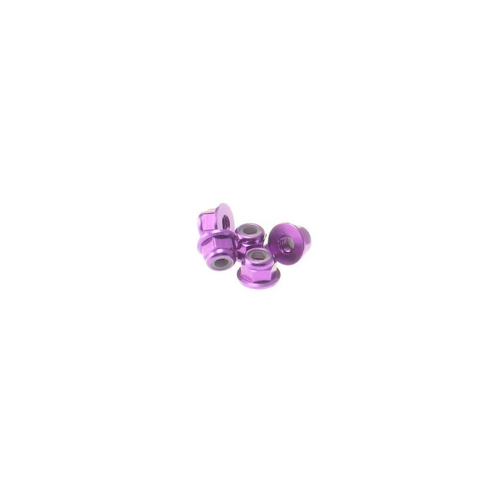 Hiro Seiko 3mm Alloy Flange Nylon Nut [Purple] ( 5 pcs) HS-69239