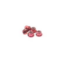 Hiro Seiko 3mm Alloy Flange Nylon Nut [Red] ( 5 pcs) HS-69240