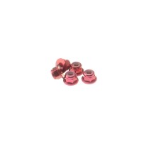 Hiro Seiko 3mm Alloy Flange Nylon Nut [Red] ( 5 pcs) HS-69240