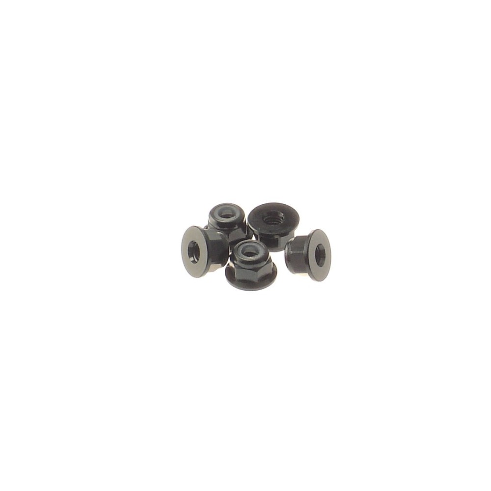 Hiro Seiko 3mm Alloy Flange Nylon Nut [Black] ( 5 pcs) HS-69241