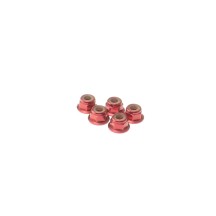 Hiro Seiko 4mm Alloy Flange Nylon Nut [Red] ( 5 pcs) HS-69246