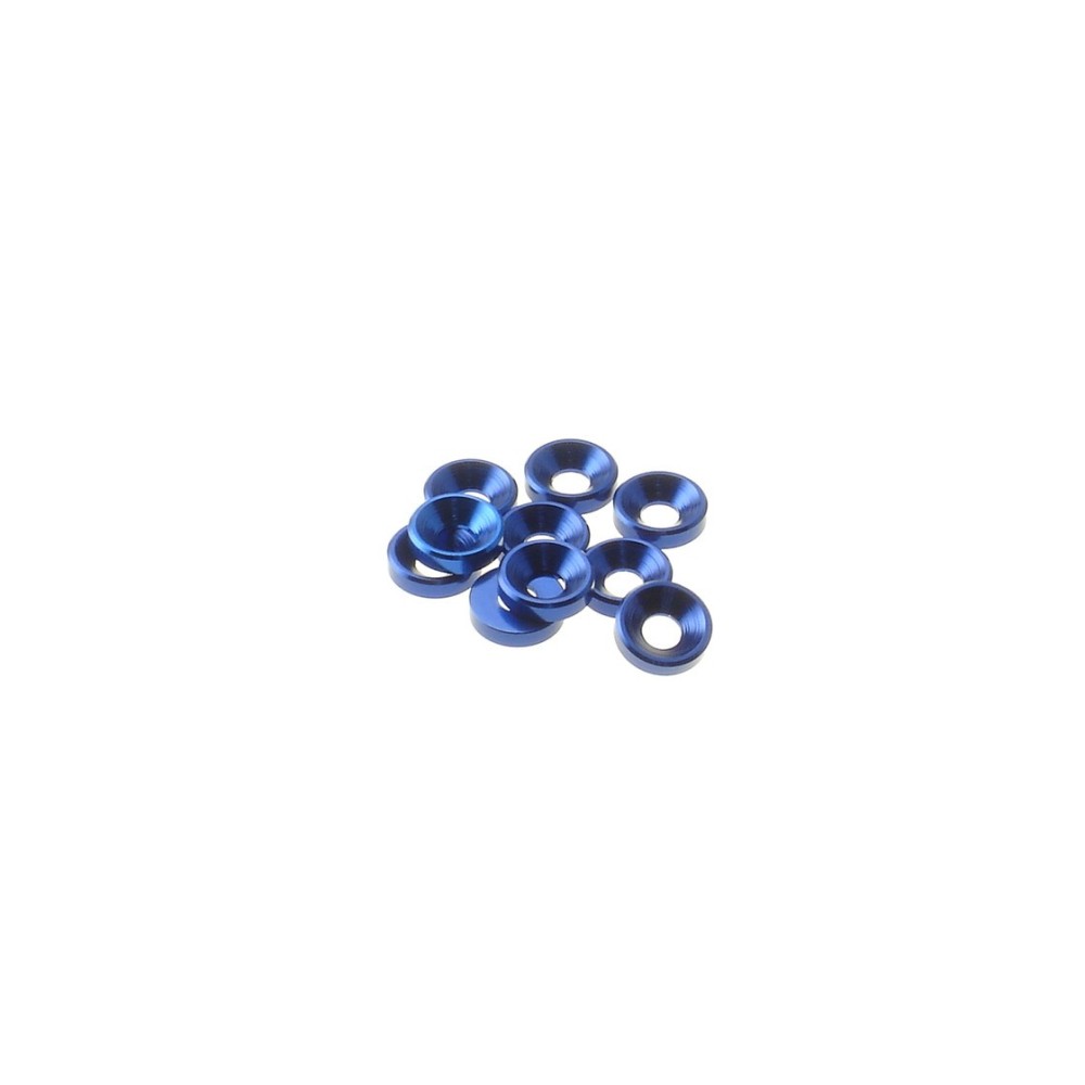 Hiro Seiko 3mm Alloy Countersunk Washer [YOKOMO-Blue] ( 10 pcs) HS-69250