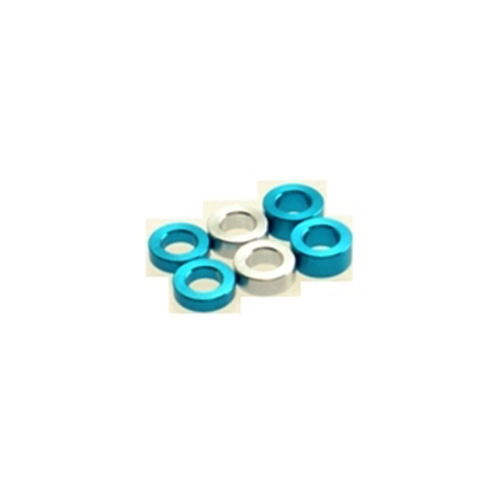 Hiro Seiko 3mm Alloy Spacer Set (1.5t/2.0t/2.5t) [T-Blue] ( 6 pcs (2 pcs each)) HS-69456