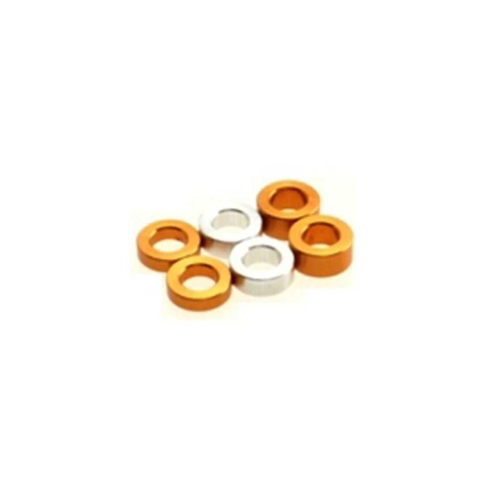 Hiro Seiko 3mm Alloy Spacer Set (1.5t/2.0t/2.5t) [Orange] ( 6 pcs (2 pcs each)) HS-69460