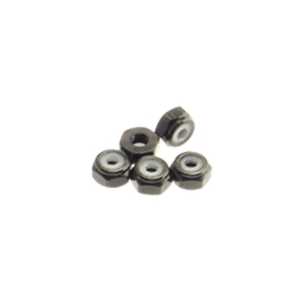 Hiro Seiko 2mm Alloy Nylon Nut (S_Size) [Black] ( 5 pcs) HS-69545