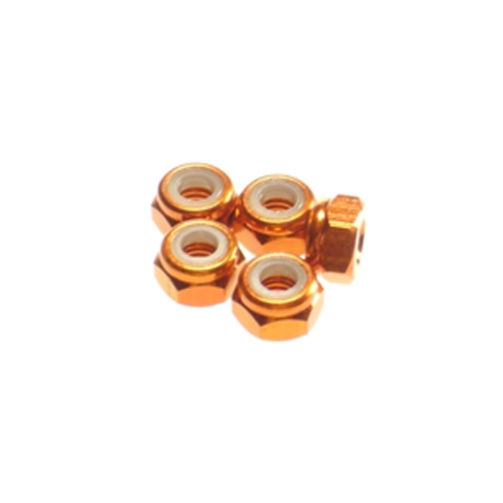 Hiro Seiko 4mm Alloy Nylon Nut [Orange] ( 5 pcs) HS-69559