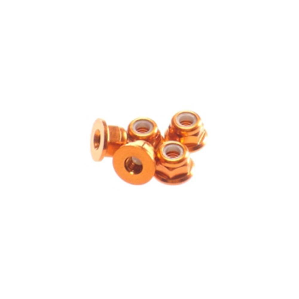 Hiro Seiko 3mm Alloy Flange Nylon Nut [Orange] ( 5 pcs) HS-69560