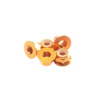 Hiro Seiko 4mm Alloy Flange Nylon Nut [Orange] ( 5 pcs) HS-69561