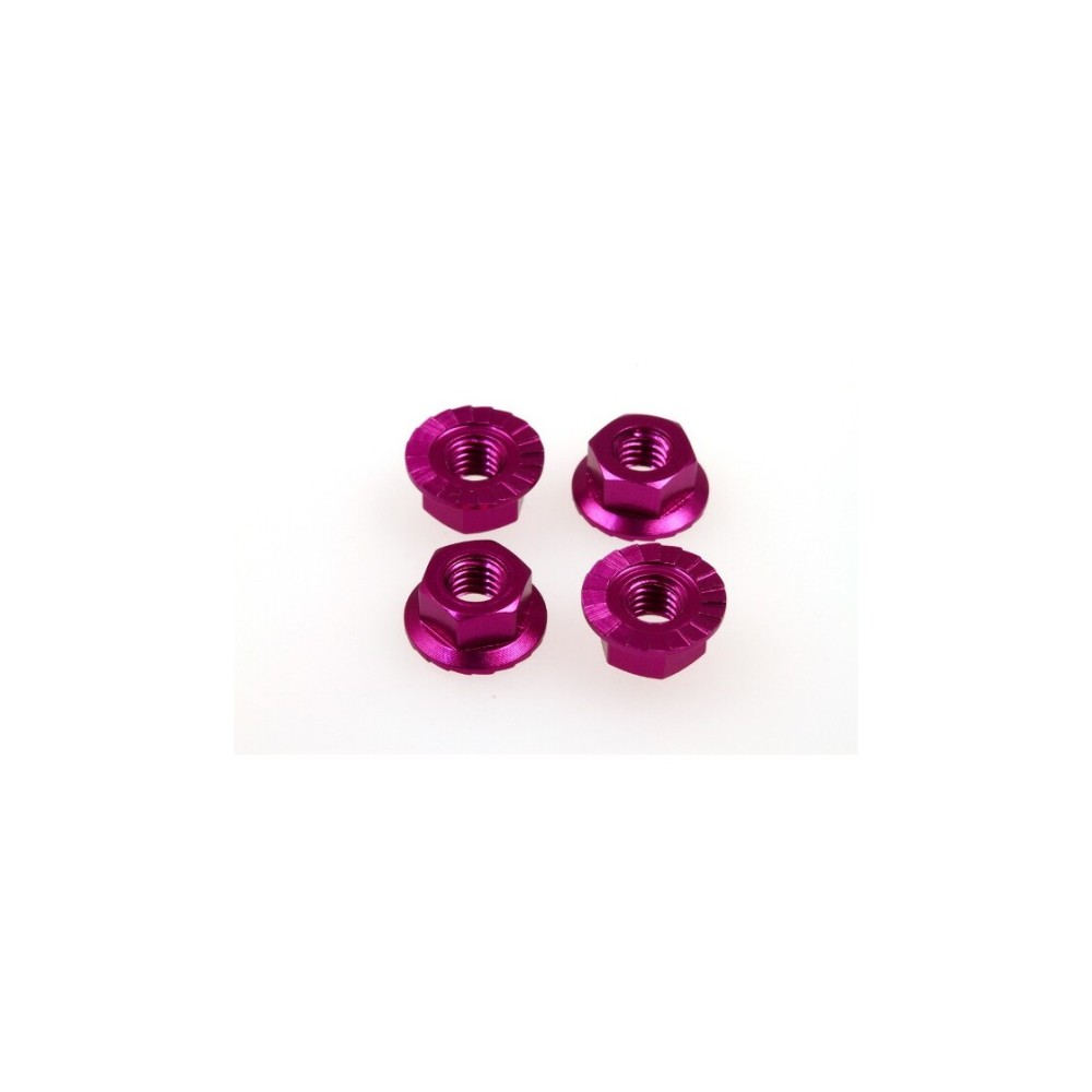 Hiro Seiko 4mm Alloy Serrated Wheel Nut [Purple] ( 4 pcs) HS-69593