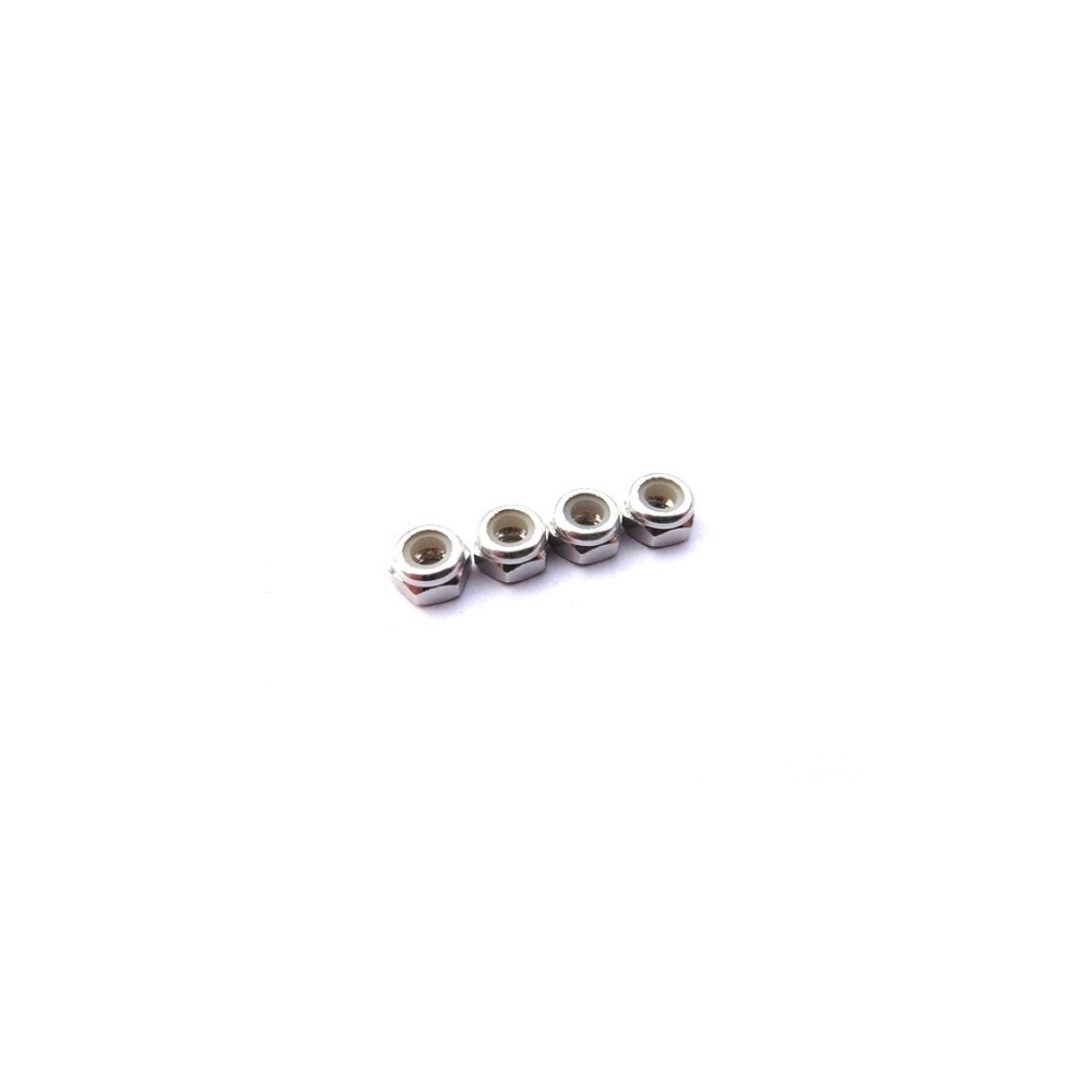 Hiro Seiko 3mm Alloy Nylon Nut (S_Size) [Silver] ( 4 pcs) HS-69849