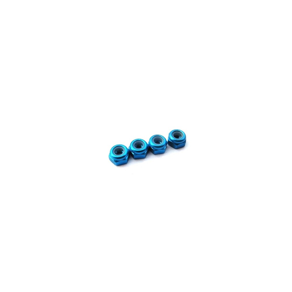 Hiro Seiko 3mm Alloy Nylon Nut (S_Size) [T-Blue] ( 4 pcs) HS-69850