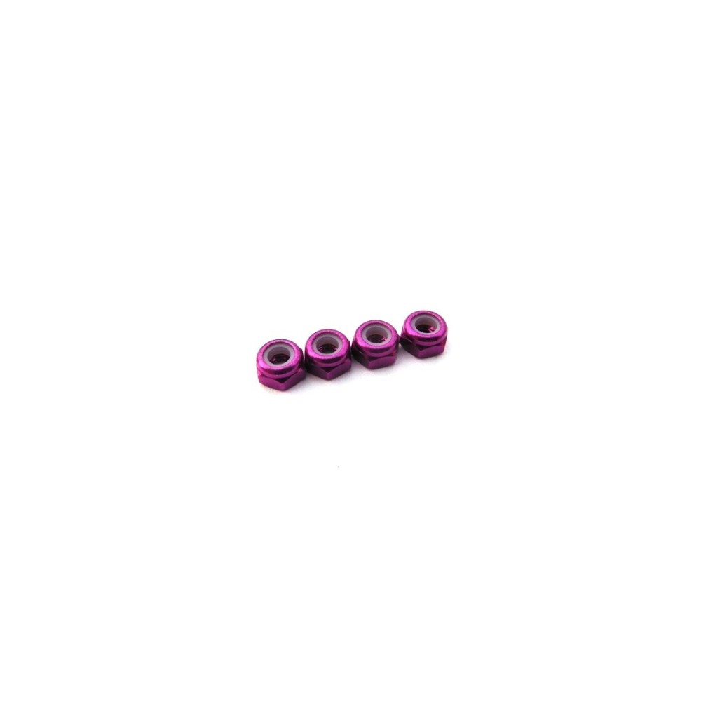 Hiro Seiko 3mm Alloy Nylon Nut (S_Size) [Purple] ( 4 pcs) HS-69852