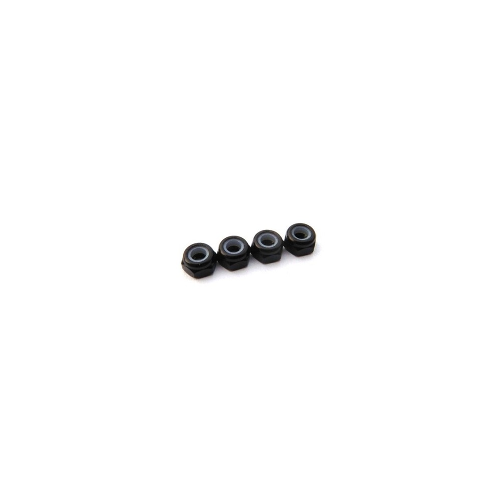 Hiro Seiko 3mm Alloy Nylon Nut (S_Size) [Black] ( 4 pcs) HS-69854