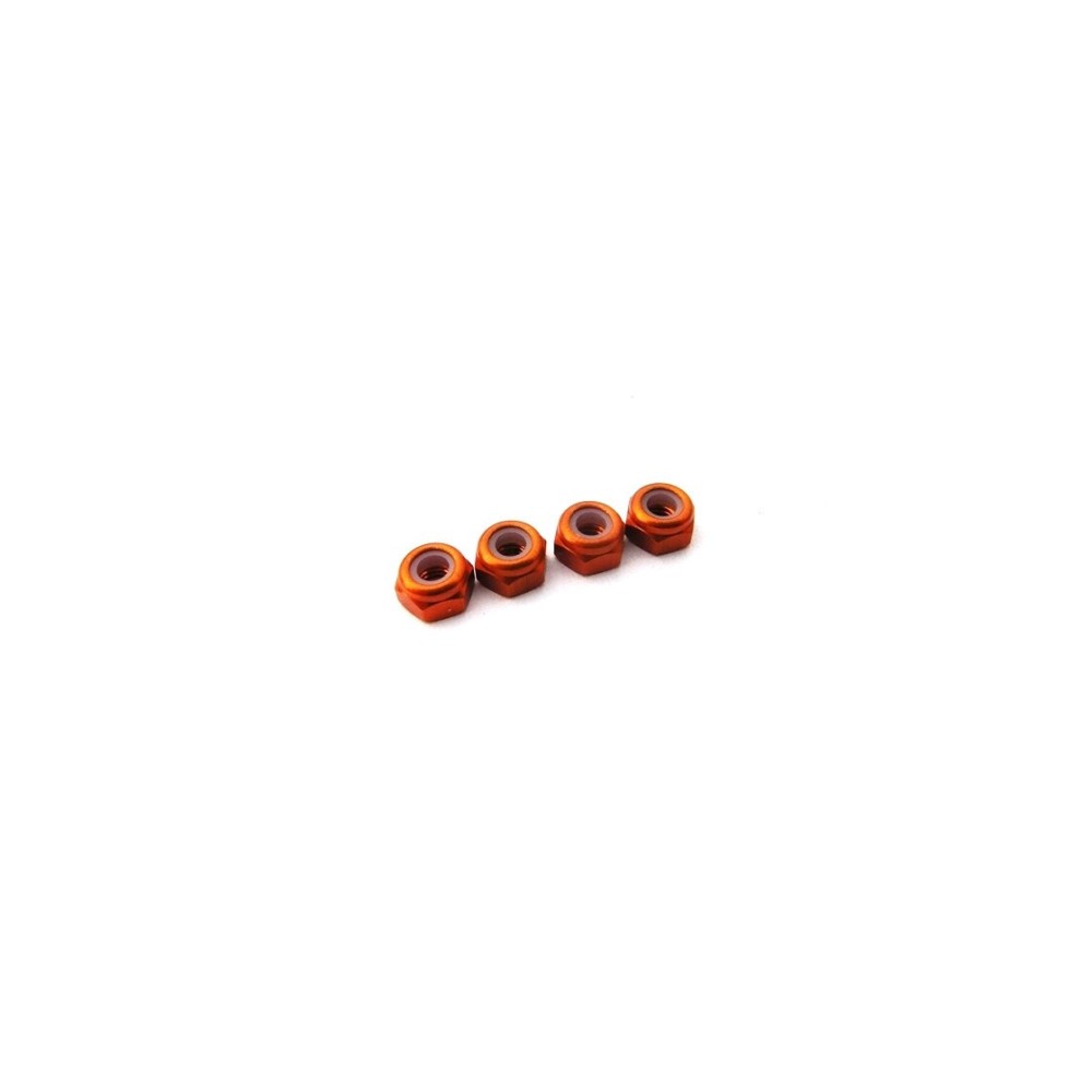 Hiro Seiko 3mm Alloy Nylon Nut (S_Size) [Orange] ( 4 pcs) HS-69855