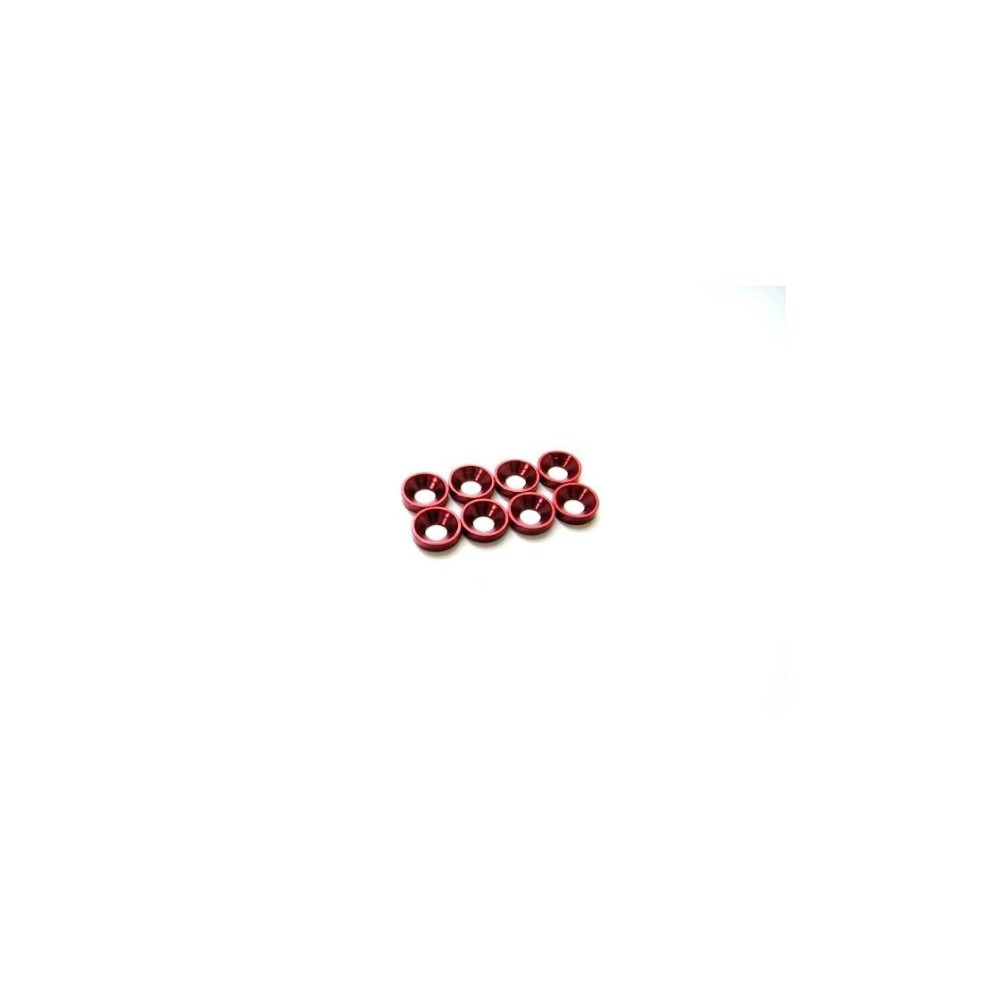 Hiro Seiko 3mm Alloy Countersunk Washer (S-Size) [Red] ( 8 pcs) HS-69882