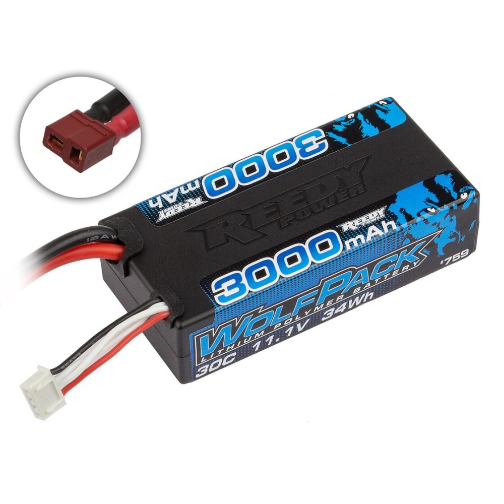 Reedy Wolfpack LiPo 3000mAh 30C 11.1V Shorty, with T-plug AE759 Reedy Wolfpack LiPo 3000mAh 30C 11.1V Shorty, with T-plug AE759