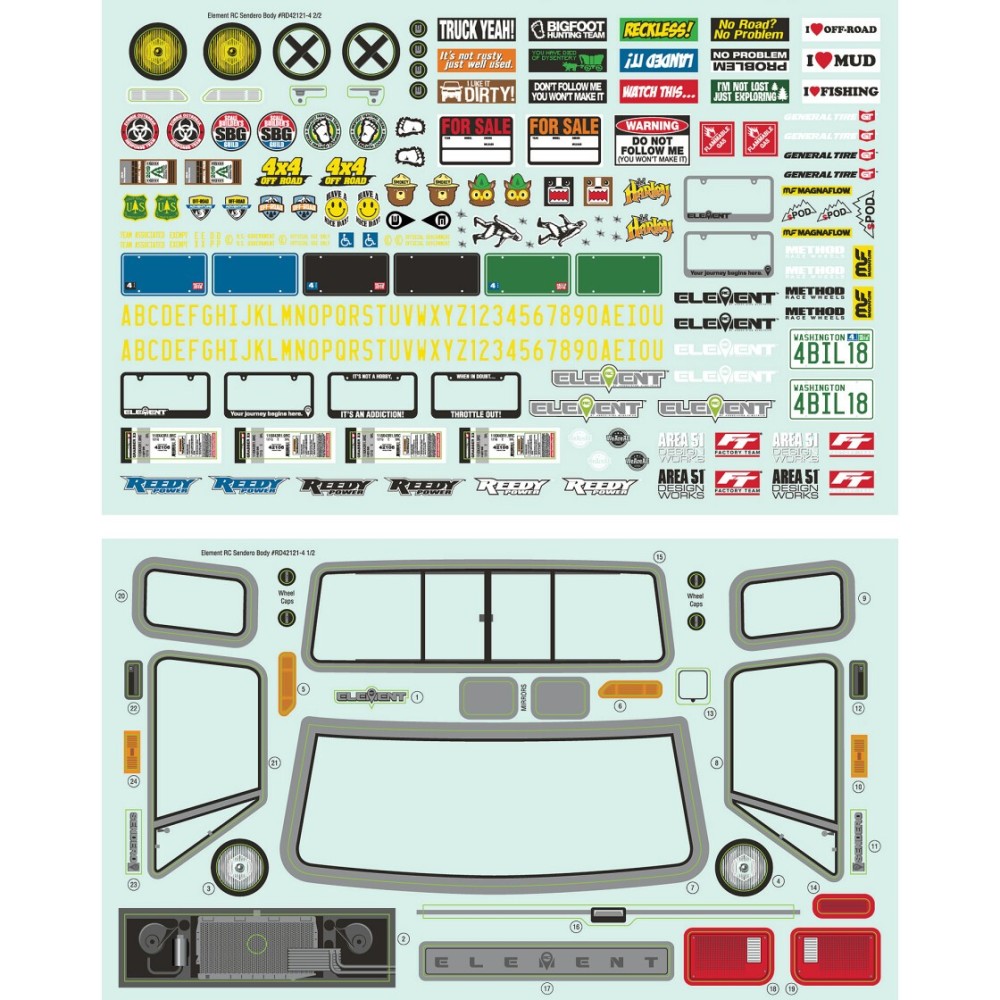 Element RC Sendero Body Decal AE42122 Element RC Sendero Body Decal AE42122