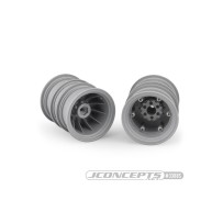 JConcepts Krimson Dually - 2.6 dual truck wheels with adaptors, covers - gray silver - 2pc. JCO3388S