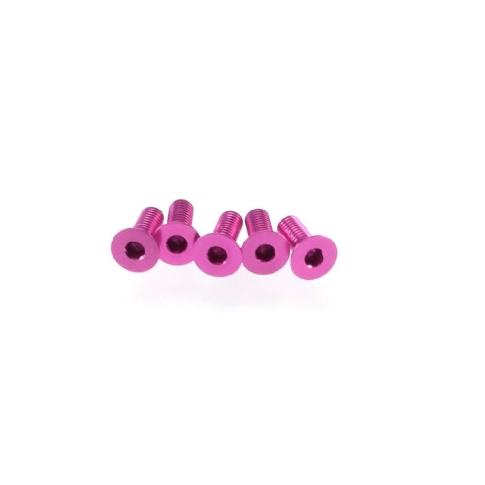 Hiro Seiko Alloy Hex Socket Flat Head Screw M3x8 [Pink] 5pcs HS-48356