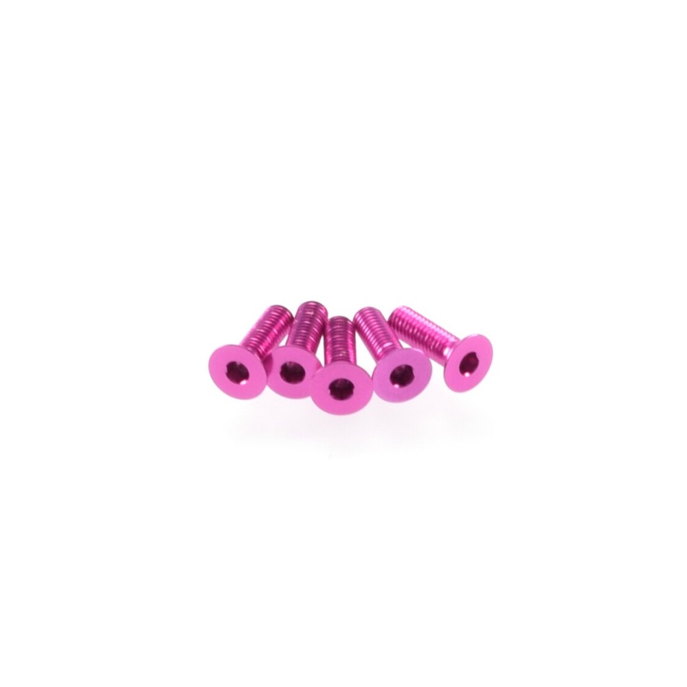 Hiro Seiko Alloy Hex Socket Flat Head Screw M3x10 [Pink] 5pcs HS-48357