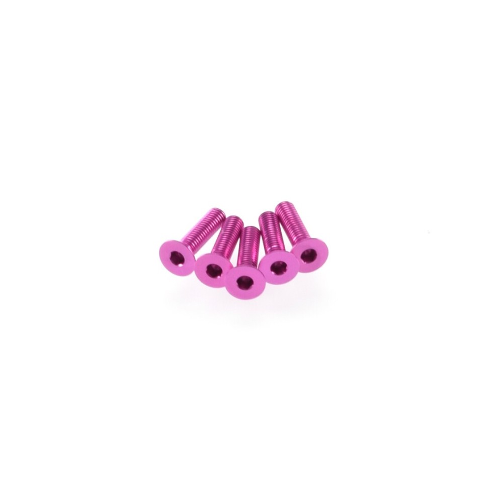 Hiro Seiko Alloy Hex Socket Flat Head Screw M3x12 [Pink] 5pcs HS-48358