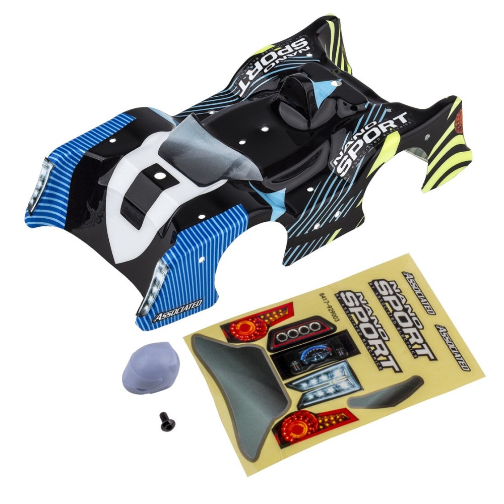 Carrocería azul y negra NanoSport Team Associated AE21601 Carrocería azul y negra NanoSport Team Associated AE21601