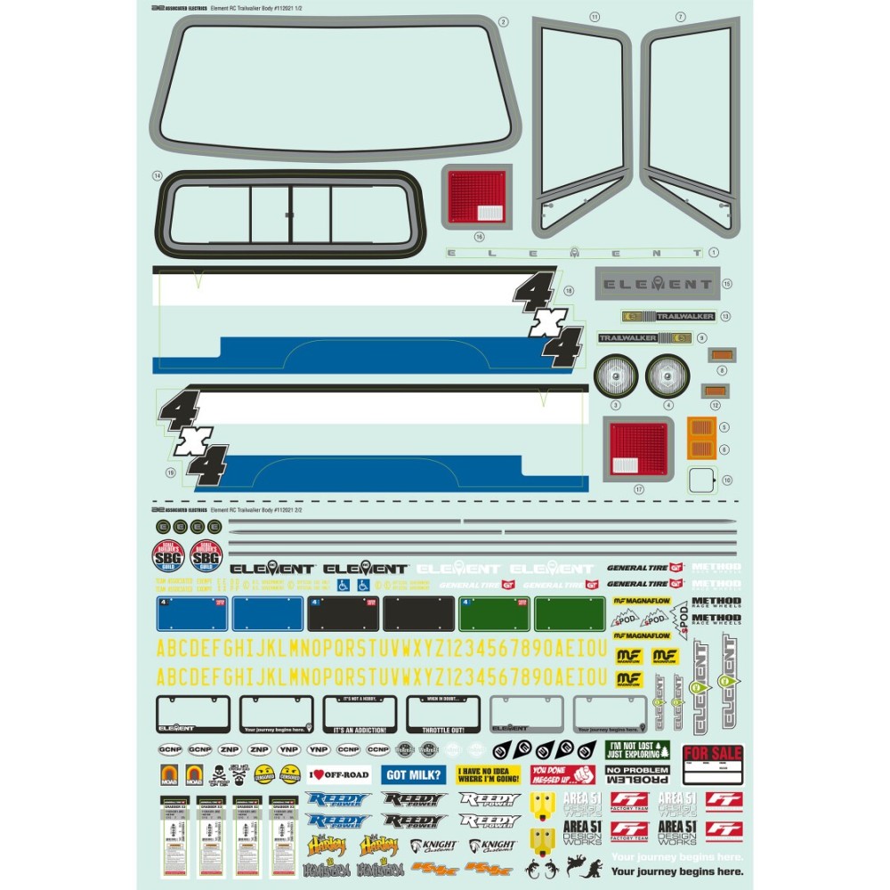 Element RC Trailwalker Body Decals AE42142 Element RC Trailwalker Body Decals AE42142
