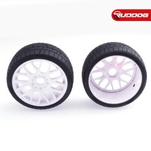 Sweep 1:8 EXP GT racing treaded glued tires 55deg. w/Belt(EVO16 white wheel), 2pcs SR-S40255EW16P