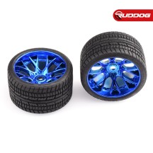 Sweep Road Crusher Onroad Belted tire Blue wheels 1/2 offset W/ WHD 2pcs SR-SRC1001BC