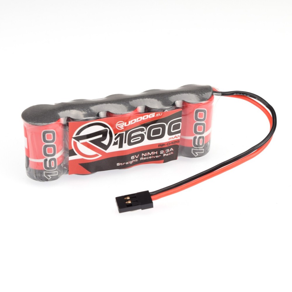 RUDDOG 1600mAh 6.0V NiMH 2/3A Straight Receiver Pack RP-0428 RUDDOG 1600mAh 6.0V NiMH 2/3A Straight Receiver Pack RP-0428