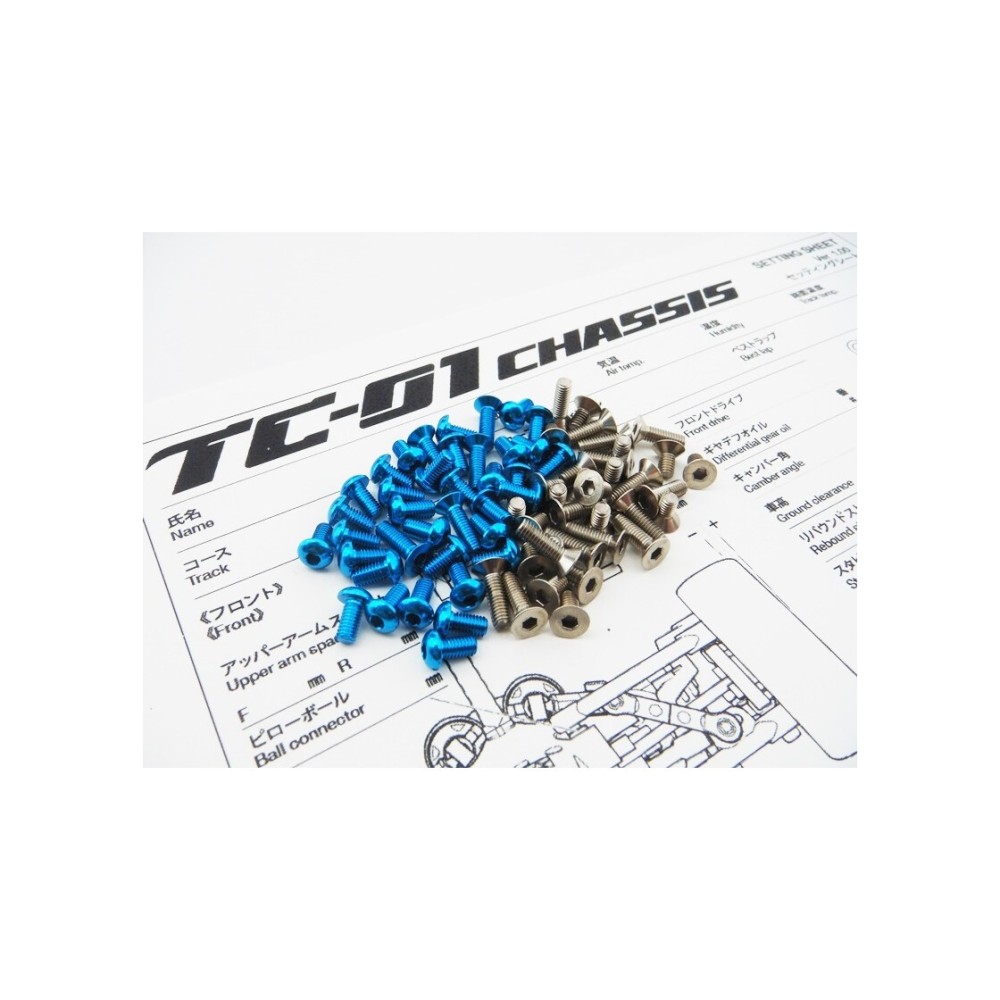 Hiro Seiko TC-01 Titan/Alloy Hex Socket Screw Set (T-Blue|79pcs) HS-48624 Hiro Seiko TC-01 Titan/Alloy Hex Socket Screw Set (T-Blue|79pcs) HS-48624