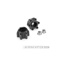 JConcepts Tribute wheel, aluminum 12mm hex wheel adaptor, black anodized - 18mm offset - 2pc. JCO2402