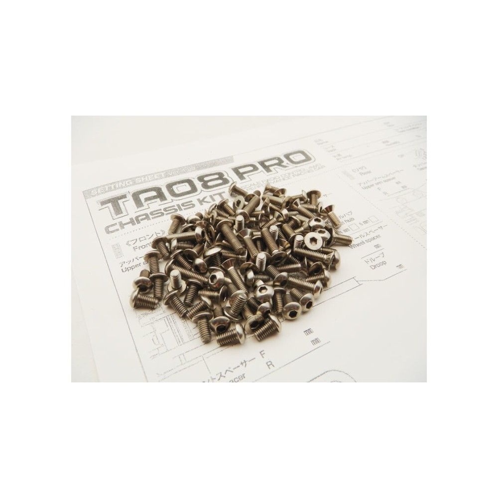 Hiro Seiko TA08 PRO Titanium Hex Socket Screw Set (99pcs) HS-48672 Hiro Seiko TA08 PRO Titanium Hex Socket Screw Set (99pcs) HS-48672