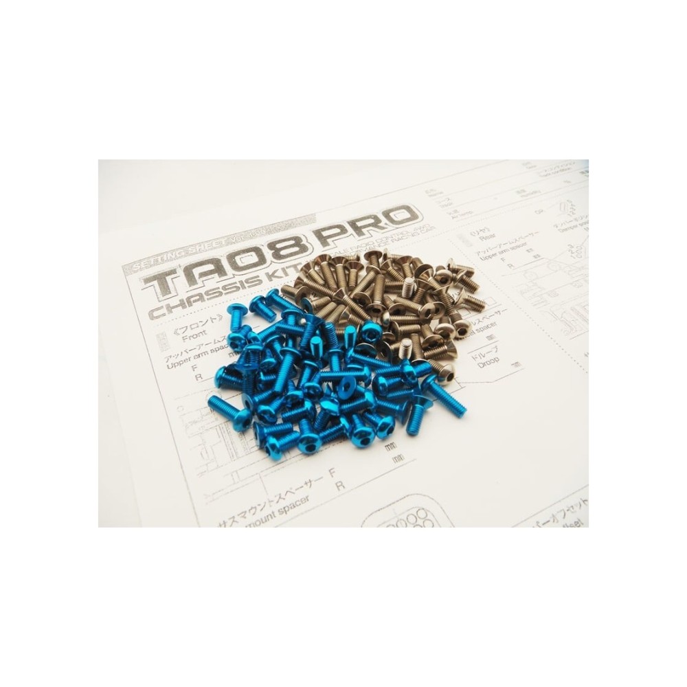 Hiro Seiko TA08 PRO Titan/Alloy Hex Socket Screw Set [T-Blue] (99pcs) HS-48673