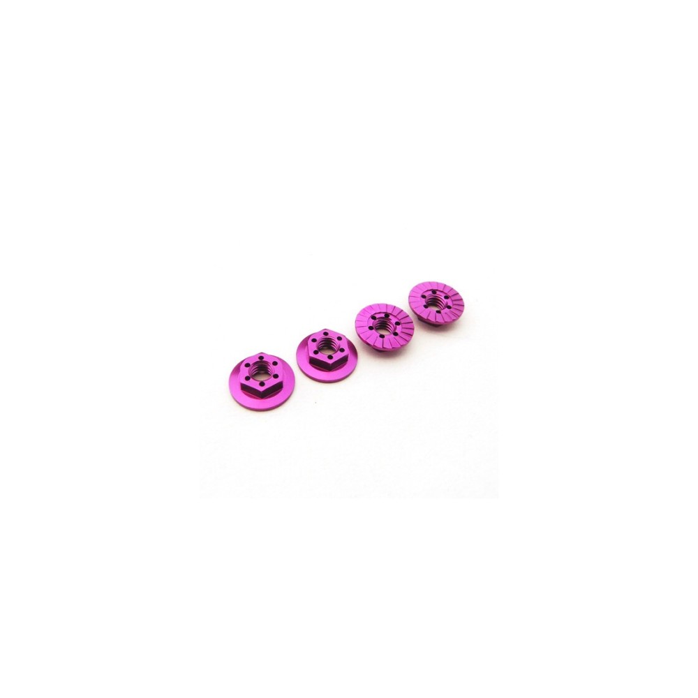 Hiro Seiko Thin Serrated Wheel Nut 4mm (Purple | 4pcs) HS-48666
