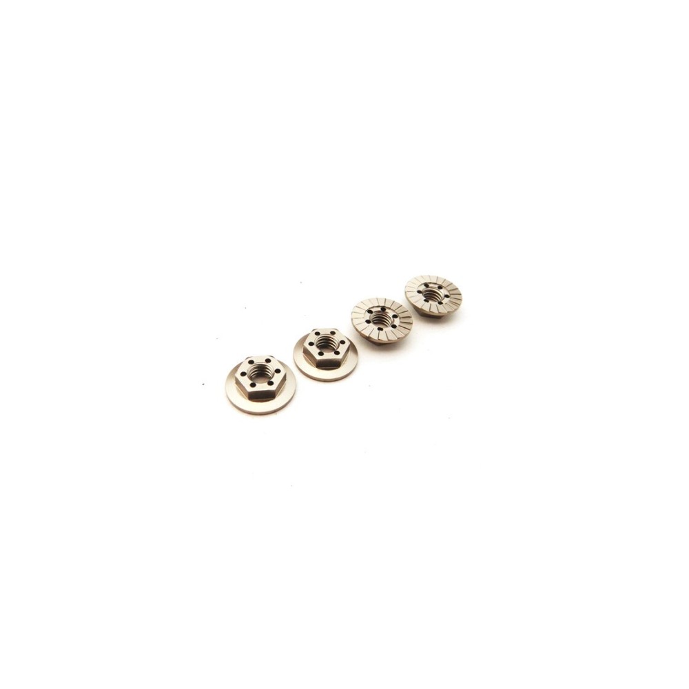 Hiro Seiko Thin Serrated Wheel Nut 4mm (Ti | 4pcs) HS-48668 Hiro Seiko Thin Serrated Wheel Nut 4mm (Ti | 4pcs) HS-48668