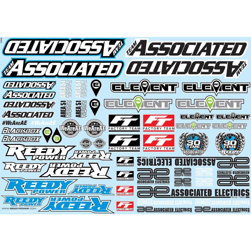 Hoja de adhesivos AE Team Associated | AE91913 Hoja de adhesivos AE Team Associated | AE91913