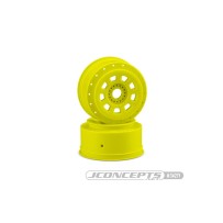 JConcepts 9-shot 17mm hex SCT tire wheel - yellow, 2pc. JCO3421Y