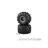 JConcepts Fling Kings - yellow compound, pre-mounted on silver 3414S wheels Fits - Traxxas Maxx & LMT JCO3084-4099